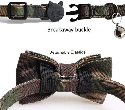 M-YOUNG Cat Collar Breakaway with Bell and Bow Tie, Plaid Design Adjustable Safety Kitty Kitten Collars(6.8''-10.8'') (Avocado) in Kuwait