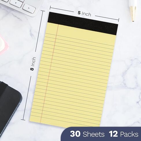 Goefun Note Pads 5x8 12 PCS, Small Legal Pads 5x8 White College Ruled for Work, Perforated White Legal Notepads Lined Paper - 30 Sheets Per Notepad in Kuwait