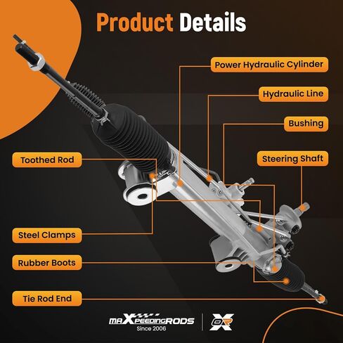 maXpeedingrods Hydraulic Power Steering Rack and Pinion for Chevrolet Silverado 1500 1999-2006, for GMC Sierra 1500 1999-2006, OE 22-1000 97-1000 19133675 26079794 in Kuwait