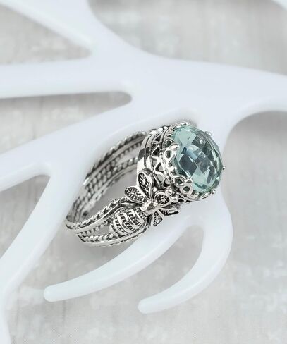 925 Sterling Silver Filigree Art Queen Bee Detailed Gemstone Women Cocktail Ring, Gift Boxed in Kuwait