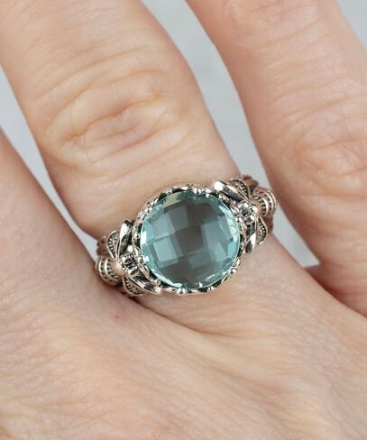 925 Sterling Silver Filigree Art Queen Bee Detailed Gemstone Women Cocktail Ring, Gift Boxed in Kuwait