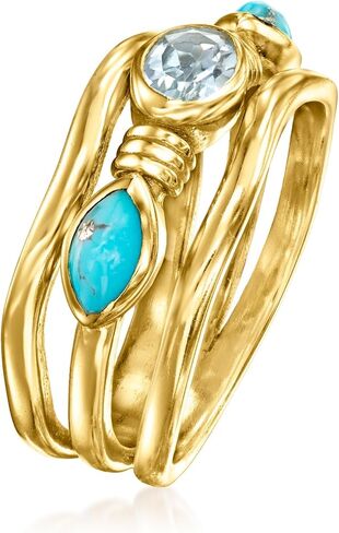 Ross-Simons Turquoise and .50 Carat Sky Blue Topaz Ring in 18kt Gold Over Sterling in Saudi Arabia