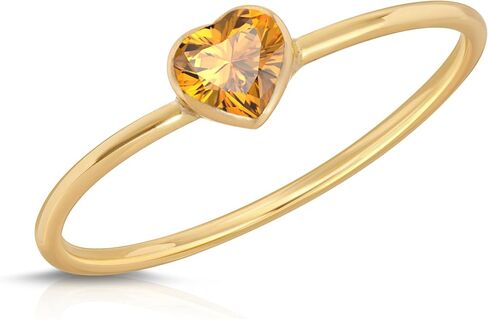 14K SOLID GOLD RING WITH NATURAL HEART SHAPE BEZEL SET CITRINE in Saudi Arabia