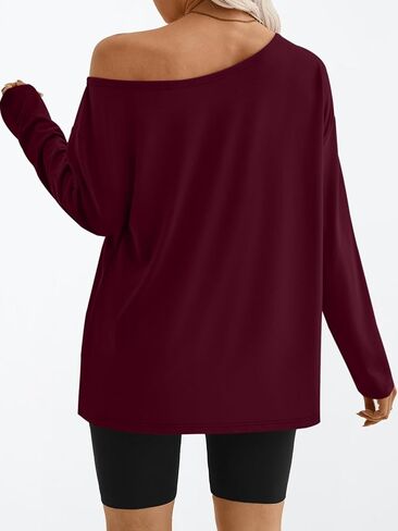 Trendy Queen Womens Off The Shoulder Tops Oversized Tshirts Long Sleeve 2025 Casual Basic Tees in Saudi Arabia