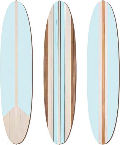 Gerrii 3 Pieces Surfboard Wall Decor 23.6" x 5.4" Preppy Beach Room Decor Aesthetic Large Wooden Cute Beachy Tropical Wall Art for Surfer Bedroom Living Room Bathroom Decorations(Blue) in Saudi Arabia
