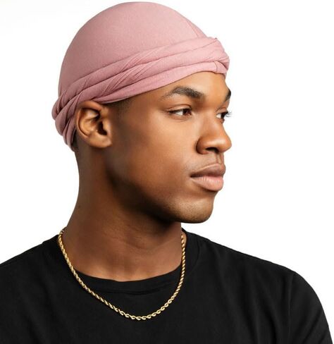 DouuYuhet Turban for Men Women, Vintage Twist Durag Head Wraps Satin Lined Halo Turban with Tassel Waves Braids in Kuwait