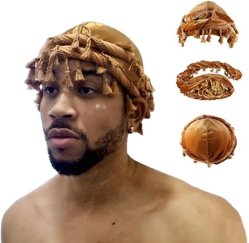 DouuYuhet Turban for Men Women, Vintage Twist Durag Head Wraps Satin Lined Halo Turban with Tassel Waves Braids in Kuwait