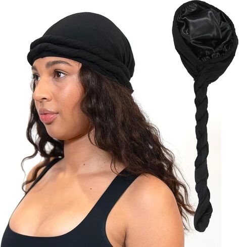 DouuYuhet Turban for Men Women, Vintage Twist Durag Head Wraps Satin Lined Halo Turban with Tassel Waves Braids in Kuwait
