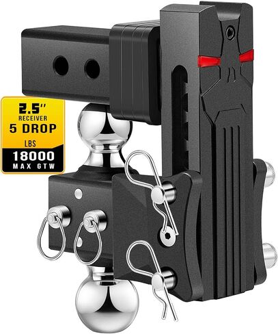 Airbird Adjustable Trailer Hitch Ball Mount with 2" & 2-5/16" Dual Ball, 7-Inch Drop ，Only Fits 2.5-Inch Hitch Receiver ，20,000LBS GTW - 722507 (2.5inch 7 Drop)…… in Saudi Arabia