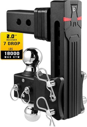 حامل كرة وصلة مقطورة قابل للتعديل من Airbird مع كرة مزدوجة 2 بوصة و2-5/16 بوصة، قطرة 7 بوصة، تناسب فقط جهاز استقبال وصلة ربط 2.5 بوصة، 20,000 رطل GTW - 722507 (2.5 بوصة 7 قطرة)... in Kuwait