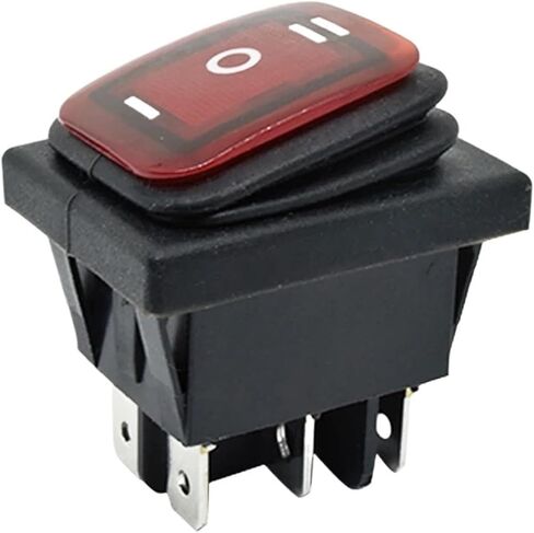 KCD4-203 Heavy Duty 16A 250VAC 30x22 Waterproof Rocker Switch 6pin DPDT ON Off ON 12V 220V Light Rocker Switch(Red Light,110V) in Saudi Arabia