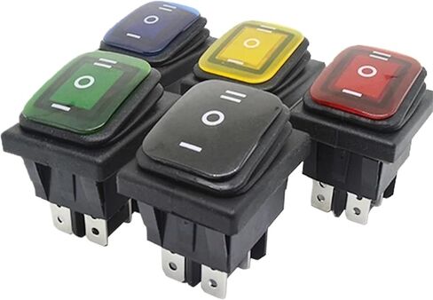 KCD4-203 Heavy Duty 16A 250VAC 30x22 Waterproof Rocker Switch 6pin DPDT ON Off ON 12V 220V Light Rocker Switch(Red Light,110V) in Saudi Arabia