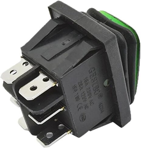 KCD4-203 Heavy Duty 16A 250VAC 30x22 Waterproof Rocker Switch 6pin DPDT ON Off ON 12V 220V Light Rocker Switch(Red Light,110V) in Saudi Arabia