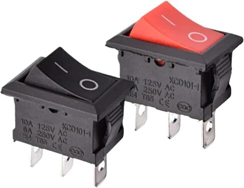 10pcs/lot kcd1 mini 6a 250vac rocker switch on off SPST 12V 220V Rocker Rocker Switch on-on-on-On (Blue ، on-On Switch_12V Light) in Saudi Arabia