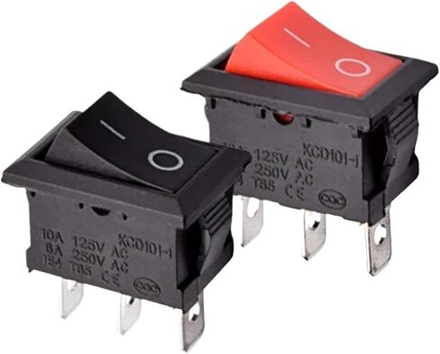 10pcs/lot kcd1 mini 6a 250vac rocker switch on off SPST 12V 220V Rocker Rocker Switch on-on-on-On (Blue ، on-On Switch_12V Light) in Saudi Arabia