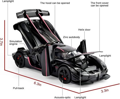 سيارات لعبة 1/32 مقياس Koenigsegg سيارات واحدة من Diecast ، ونماذج السيارات مع الصوت الخفيف والانسحاب ، هدايا عيد ميلاد السيارات للأولاد والأصدقاء (الفضي) in Kuwait