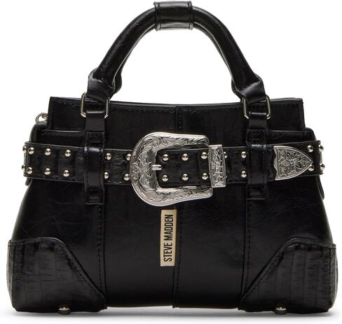 Steve Madden Boom Distressed Mini Satchel, Black in Saudi Arabia