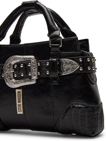 Steve Madden Boom Distressed Mini Satchel, Black in Saudi Arabia