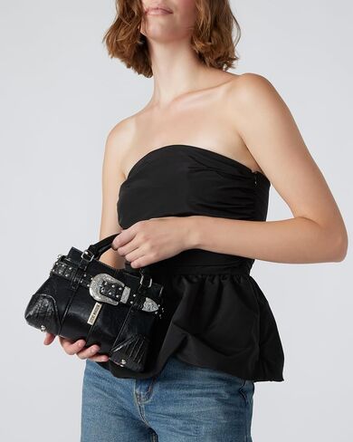 Steve Madden Boom Distressed Mini Satchel, Black in Saudi Arabia