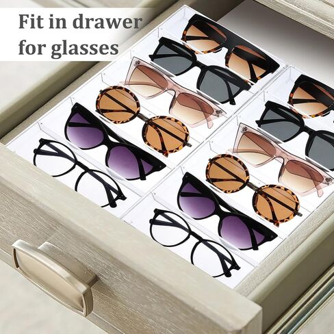 2 Pack Acrylic Eyeglass Organizer Sunglasses Organizer 6 Slot Clear Sunglass Case Eyeglasses Display Storage Case Stackable Eyewear Display Tray Holder for Sunglasses in Saudi Arabia