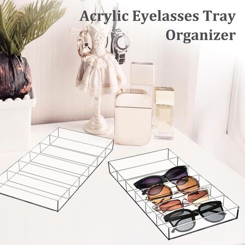 2 Pack Acrylic Eyeglass Organizer Sunglasses Organizer 6 Slot Clear Sunglass Case Eyeglasses Display Storage Case Stackable Eyewear Display Tray Holder for Sunglasses in Saudi Arabia