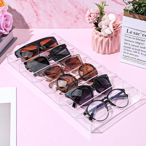 2 Pack Acrylic Eyeglass Organizer Sunglasses Organizer 6 Slot Clear Sunglass Case Eyeglasses Display Storage Case Stackable Eyewear Display Tray Holder for Sunglasses in Saudi Arabia