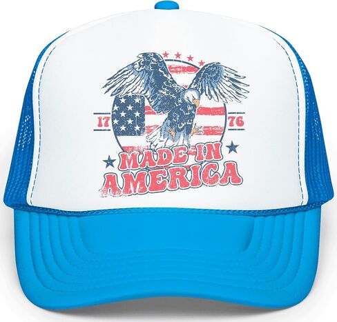 1776 Made in America Patriotic Eagle Hat Classic 5 Panel Foam Front Mesh Snap Back Trucker Hat in Saudi Arabia