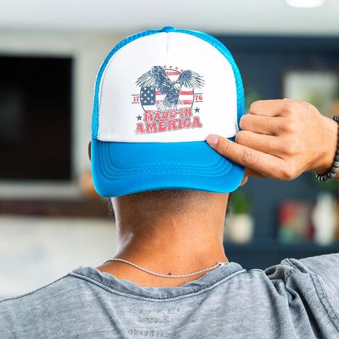 1776 Made in America Patriotic Eagle Hat Classic 5 Panel Foam Front Mesh Snap Back Trucker Hat in Saudi Arabia
