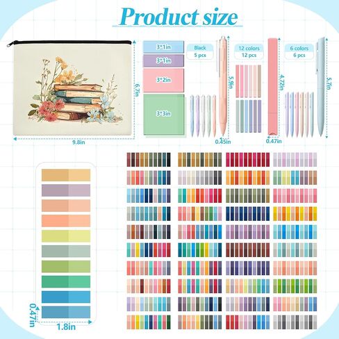 Book Annotation Kit 8000 Pcs Transparent Sticky Tabs 12 Aesthetic Highlighters 6 Colored Pens 5 Black Gel Pens 1 Line Pen 4 Sticky Notes with Canvas Bag for Bible Office Gift Supplies in Saudi Arabia