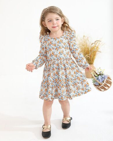 طفل فتاة طفل لباسك كشكش الأكمام الطويلة فستان عارضة الأزهار بوهو ملابس لطيف الشتاء فتيات فتيات in Kuwait