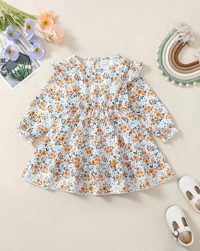 طفل فتاة طفل لباسك كشكش الأكمام الطويلة فستان عارضة الأزهار بوهو ملابس لطيف الشتاء فتيات فتيات in Kuwait