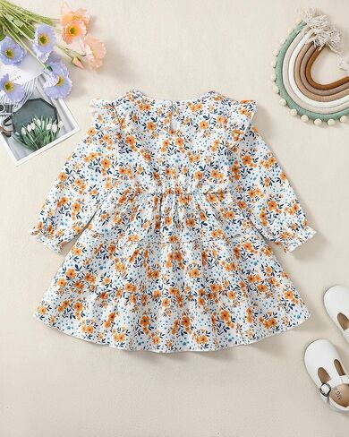 طفل فتاة طفل لباسك كشكش الأكمام الطويلة فستان عارضة الأزهار بوهو ملابس لطيف الشتاء فتيات فتيات in Kuwait