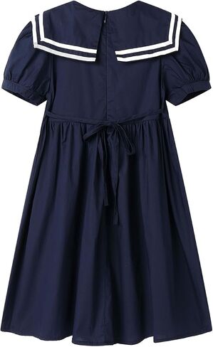 Littlespring Girls Short Sleeve Dressy Gretic Nautical Dress مع طوق Navy Sleek in Saudi Arabia