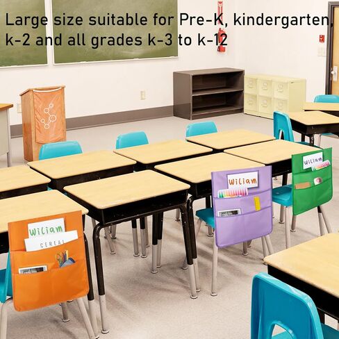 Chair Pockets Chairback Buddy Pocket Black, Large and Ample Back of Chair Organizer with Name Slot and Storage Pockets for Kids in Classroom, 19 * 16 in in Saudi Arabia