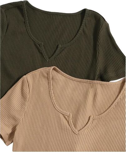SOLY HUX Girl's 2 Piece T Shirt Bodycon Mini Dress Notched V Neck Short Sleeve Ribbed Knit Summer Dresses in Saudi Arabia