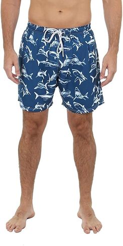 UZZI Men's Swim Trunks Shark Print Shorts with Mesh Lining in Kuwait