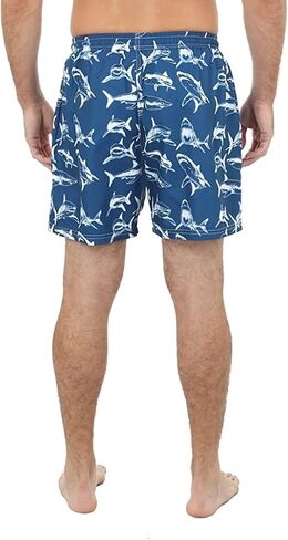 UZZI Men's Swim Trunks Shark Print Shorts with Mesh Lining in Kuwait