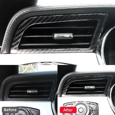 بالنسبة إلى Ford Mustang GT 2015-2021 لوحة معلومات ألياف الكربون التلقائية ، قم بتقليم التزحلق على التهوية اليمنى من إطار ملصقات (أسود) in Saudi Arabia