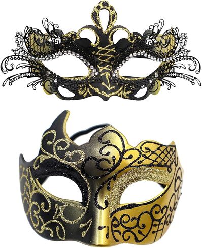 OIDEA Masquerade Mask Couples Set: Rhinestones Metal Cosplay Venetian Party Mask Halloween Costume Mardi Gras in Saudi Arabia