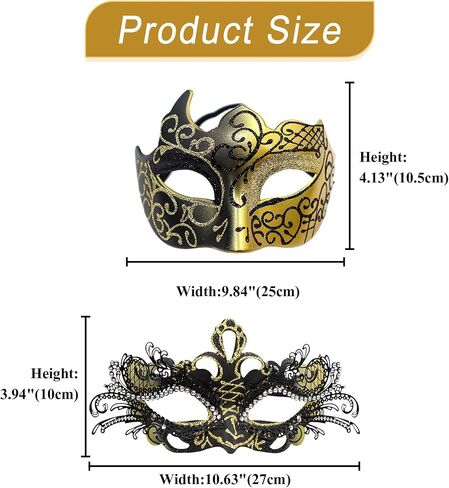 OIDEA Masquerade Mask Couples Set: Rhinestones Metal Cosplay Venetian Party Mask Halloween Costume Mardi Gras in Saudi Arabia