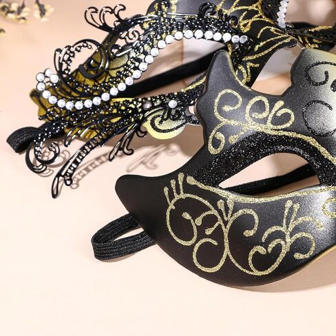 OIDEA Masquerade Mask Couples Set: Rhinestones Metal Cosplay Venetian Party Mask Halloween Costume Mardi Gras in Saudi Arabia