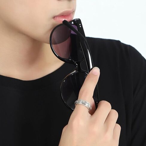 Feng Shui Pi Xiu Ring ، 925 Sterling Silver Silver التبتية البوذية خاتم تعويذة من ستة كلمات ، وجذب الثروة لضمان السلام المحظوظ تميمة تخفيف الإجهاد الرجال النساء in Kuwait