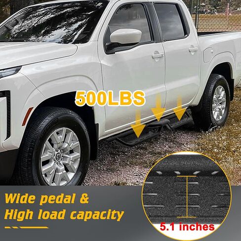 Running Boards Compatible with 2005-2025 Nissan Frontier Crew Cab, Two Stairs 5.1 Inch Width Pickup Trunk Side Steps fit for Frontier 4 Full Doors, Heavy Duty Carbon Steel Textured Step Bars in Saudi Arabia