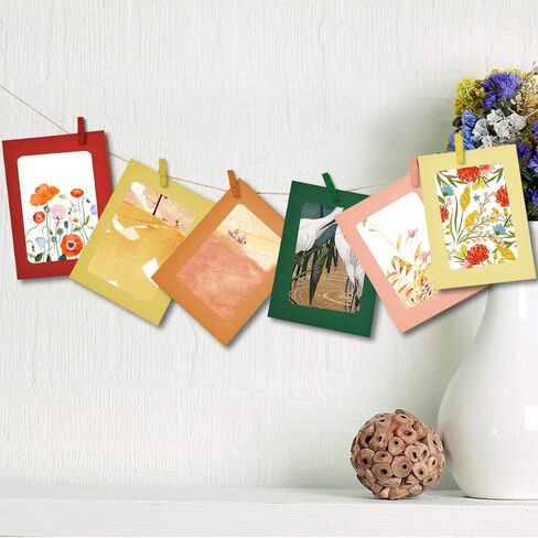 Paper Picture Frame, 4 x 6 Photo Banner, 20 PCS Paper Frames for Scrapbooking Hanging Photos Display for Baby Shower Wedding Birthday Party Decoration with Wood Clips in Kuwait