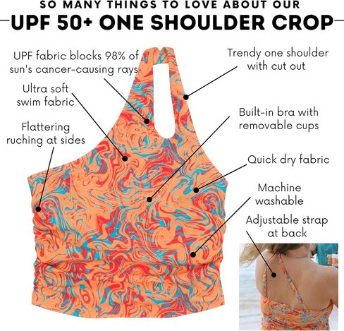 SwimZip Women's One Shoulder Crop Bikini Swim Top - UPF 50+ Sun Protection in Saudi Arabia
