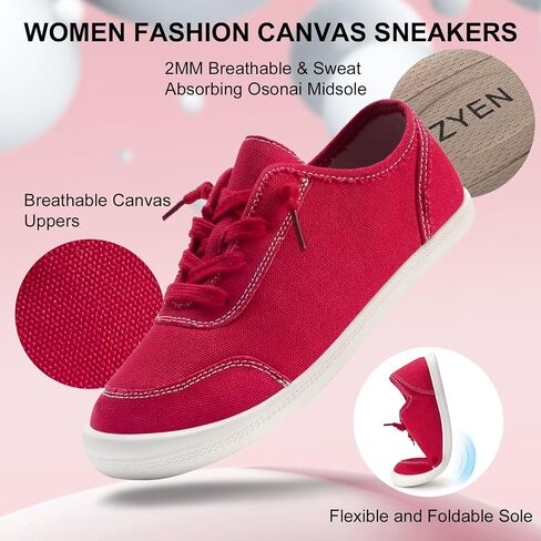 ZYEN Arch Support Shoes for Women – Canvas Casual Sneakers Low Top, Orthopedic Walking Shoes Women, Non Slip Fashion Sneakers Outdoor Top 5-11 in Kuwait