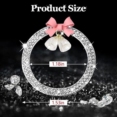Hovom Cute Bow Bling Car Push Start Button Decoration Ring, Crystal Rhinestone Engine Start Button Cover, Push to Start Sticker Car Decoration, Automotive Key Ignition & Knob Bling Ring (White) in Saudi Arabia