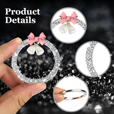 Hovom Cute Bow Bling Car Push Start Button Decoration Ring, Crystal Rhinestone Engine Start Button Cover, Push to Start Sticker Car Decoration, Automotive Key Ignition & Knob Bling Ring (White) in Saudi Arabia