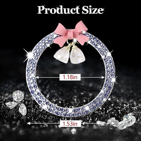 Hovom Cute Bow Bling Car Push Start Button Decoration Ring, Crystal Rhinestone Engine Start Button Cover, Push to Start Sticker Car Decoration, Automotive Key Ignition & Knob Bling Ring (White) in Saudi Arabia