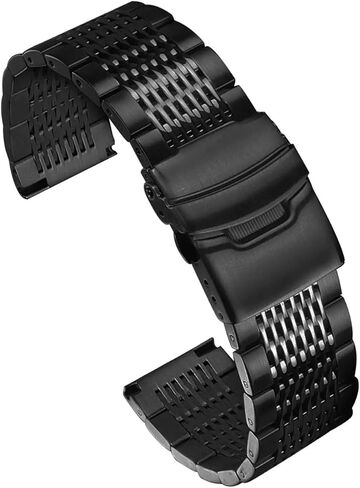 Stainless Steel Watch Band Quick Release Matte Metal Replacement Strap with Double-Lock Deployment Clasp Polished Watch Bracelet 18mm 20mm 22mm 24mm Universal Replacement Band for Men Women in Saudi Arabia
